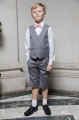 Boys Light Grey Shorts Suit with Baby Pink Dickie Bow - Harry