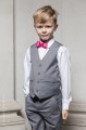 Boys Light Grey Shorts Suit with Hot Pink Dickie Bow - Harry