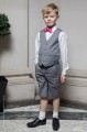 Boys Light Grey Shorts Suit with Hot Pink Dickie Bow - Harry