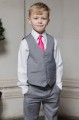 Boys Light Grey Shorts Suit with Hot Pink Tie - Harry