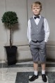 Boys Light Grey Shorts Suit with Navy Dickie Bow - Harry
