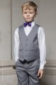 Boys Light Grey Shorts Suit with Purple Dickie Bow - Harry