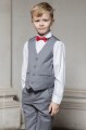 Boys Light Grey Shorts Suit with Red Dickie Bow - Harry