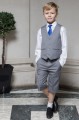 Boys Light Grey Shorts Suit with Royal Blue Tie - Harry