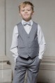 Boys Light Grey Shorts Suit with Silver Dickie Bow - Harry