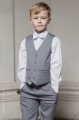 Boys Light Grey Shorts Suit with White Dickie Bow - Harry