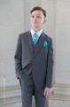 Boys Grey Tail Coat Suit with Turquoise Cravat Set - Earl
