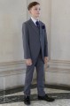 Boys Grey Tail Coat Suit with Purple Cravat Set - Earl