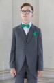 Boys Grey Tail Coat Suit with Emerald Green Dickie Bow Set - Earl