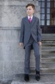 Boys Grey Tail Coat Suit with Hot Pink Tie - Earl