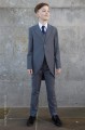 Boys Grey Tail Coat Suit with Navy Tie - Earl