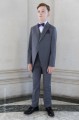 Boys Grey Tail Coat Suit with Purple Dickie Bow Set - Earl