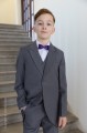 Boys Grey Tail Coat Suit with Purple Bow Tie - Earl