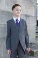Boys Grey Tail Coat Suit with Purple Tie - Earl