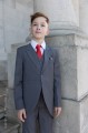 Boys Grey Tail Coat Suit with Red Tie - Earl