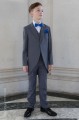 Boys Grey Tail Coat Suit with Royal Dickie Bow Set - Earl