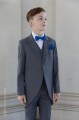Boys Grey Tail Coat Suit with Royal Dickie Bow Set - Earl
