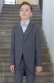Boys Grey Tail Coat Suit with Silver Bow Tie - Earl