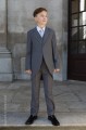 Boys Grey Tail Coat Suit with Silver Tie - Earl