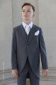 Boys Grey Tail Coat Suit with White Cravat Set - Earl