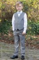 Boys Light Grey Trouser Suit with Sky Blue Dickie Bow - Thomas