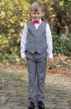 Boys Light Grey Trouser Suit with Hot Pink Dickie Bow - Thomas