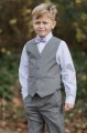 Boys Light Grey Trouser Suit with Lilac Dickie Bow - Thomas