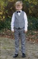 Boys Light Grey Trouser Suit with Navy Dickie Bow - Thomas