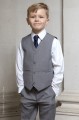 Boys Light Grey Trouser Suit with Navy Tie - Thomas