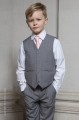 Boys Light Grey Trouser Suit with Pale Pink Tie - Thomas