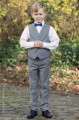 Boys Light Grey Trouser Suit with Royal Blue Dickie Bow - Thomas