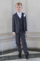 Boys Grey Jacket Suit with White Bow & Hankie - Oscar
