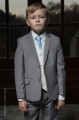 Boys Light Grey & Ivory Suit with Sky Blue Tie - Tobias