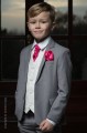 Boys Light Grey & Ivory Suit with Hot Pink Cravat Set - Tobias