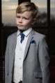 Boys Light Grey & Ivory Suit with Navy Cravat Set - Tobias