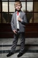 Boys Light Grey & Ivory Suit with Red Tie - Tobias