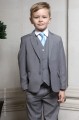 Boys Light Grey Jacket Suit with Sky Blue Tie - Perry