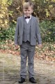 Boys Light Grey Jacket Suit with Burgundy Dickie Bow - Perry