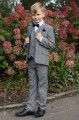 Boys Light Grey Suit with Purple Bow & Hankie - Perry