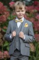 Boys Light Grey Suit with Gold Bow & Hankie - Perry