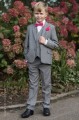 Boys Light Grey Suit with Hot Pink Bow & Hankie - Perry