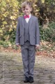 Boys Light Grey Jacket Suit with Hot Pink Dickie Bow - Perry