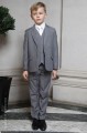 Boys Light Grey Jacket Suit with Ivory Tie - Perry
