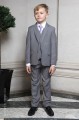 Boys Light Grey Jacket Suit with Lilac Tie - Perry