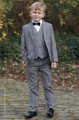 Boys Light Grey Jacket Suit with Navy Dickie Bow - Perry