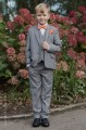Boys Light Grey Suit with Orange Bow & Hankie - Perry