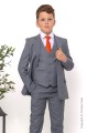 Boys Light Grey Jacket Suit with Orange Tie - Perry