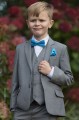 Boys Light Grey Suit with Peacock Bow & Hankie - Perry
