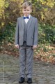 Boys Light Grey Jacket Suit with Royal Blue Dickie Bow - Perry