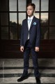 Boys Navy & Ivory Tail Suit with Sky Blue Cravat Set - Darcy
